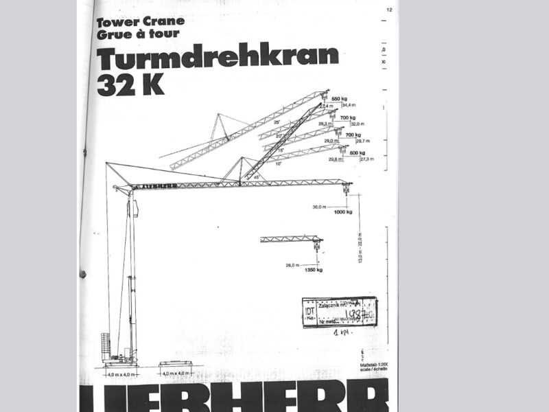 ŻURAW WIEŻOWY STACJONARNY LIEBHERR- WERK 32 K