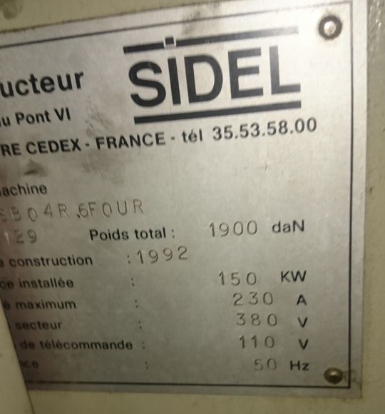 DMUCHARKA WYDMUCHIWARKA SIDEL SBO 4 - 4000 BPH