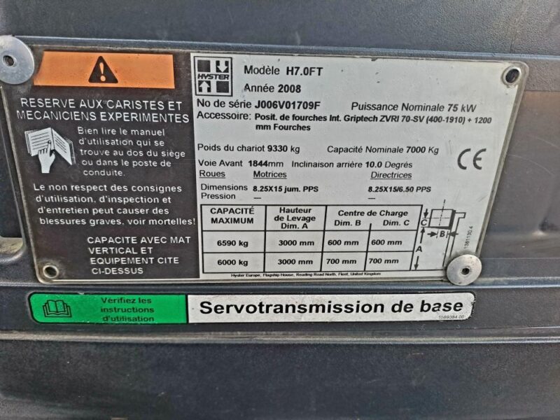 Wózek widłowy HYSTER H7.0FT LPG 7 ton UDT