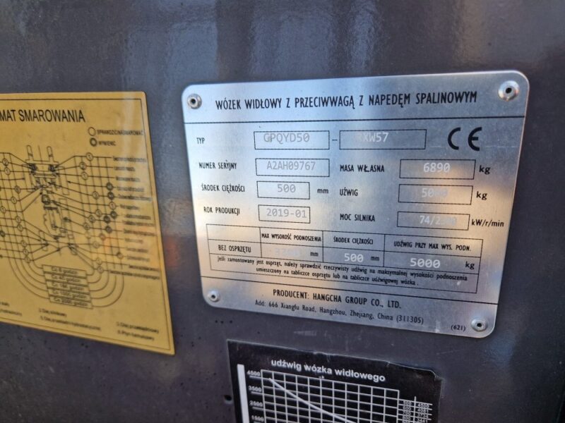 Wózek widłowy HANGCHA CPQYD50 LPG - 5 ton