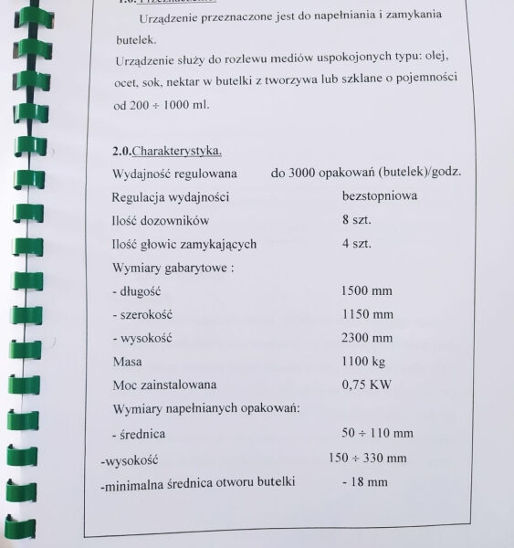 Linia do nalewania oleju/octu/soków 3000 bph