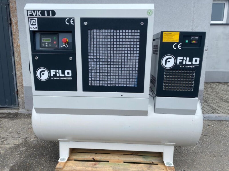 Kompresor śrubowy FILO FVK 11C – 11 kW, 10 bar z osuszaczem