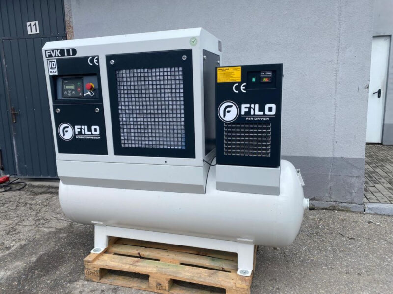 Kompresor śrubowy FILO FVK 11C – 11 kW, 10 bar z osuszaczem