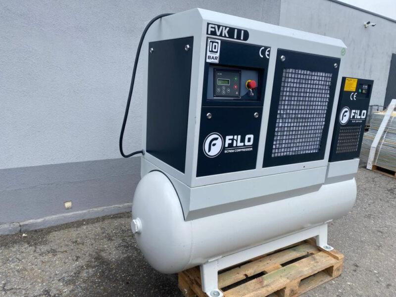 Kompresor śrubowy FILO FVK 11C – 11 kW, 10 bar z osuszaczem