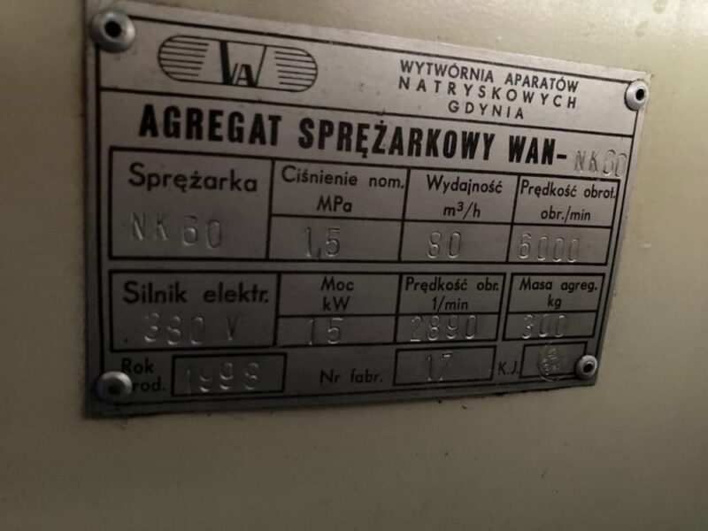 Kompresor śrubowy WAN NK-60 – 15 kW, 15 bar